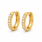 Gold Cute Hoop Earring With Diamond