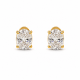 Gold Oval Gemstone Stud Earring