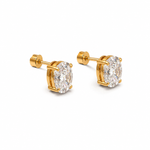 Gold Oval Gemstone Stud Earrings