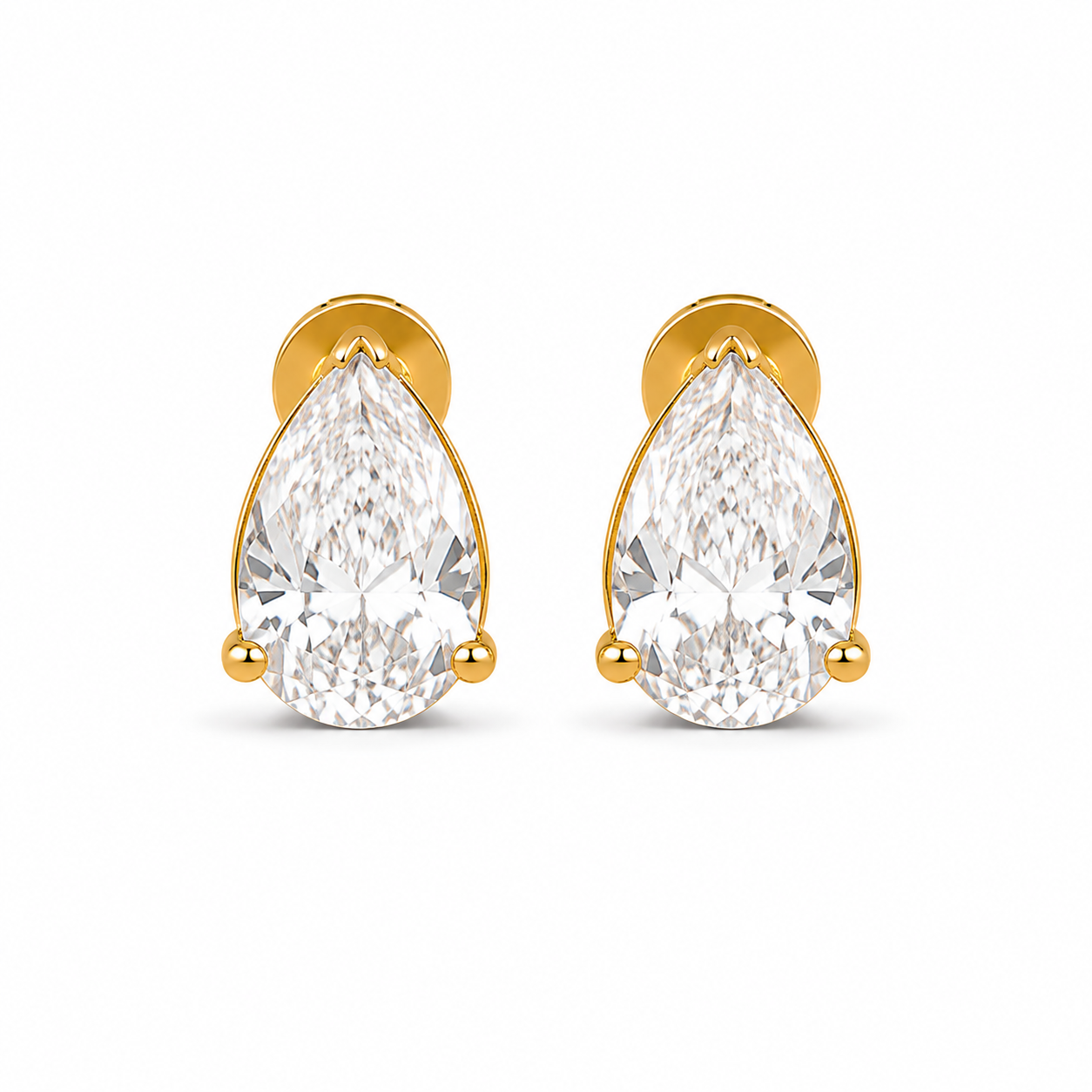 Gold Teardrop Diamond Stud Earring