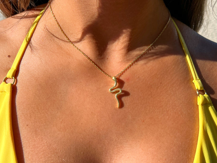 Gold Serpent's Charm Necklace